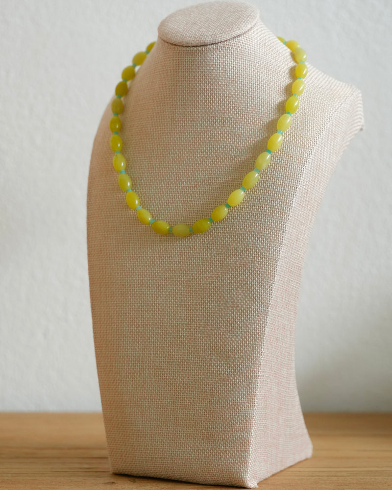 Lemon Jade and Amazonite Barrel Necklace