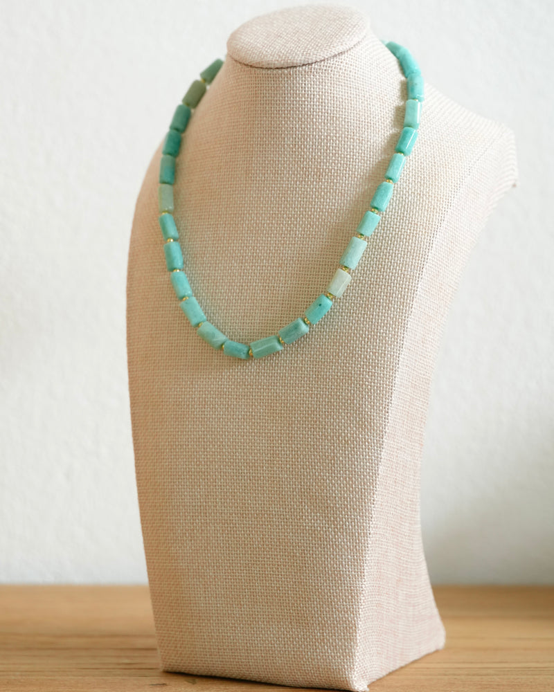 Peruvian Amazonite and Gold Necklace